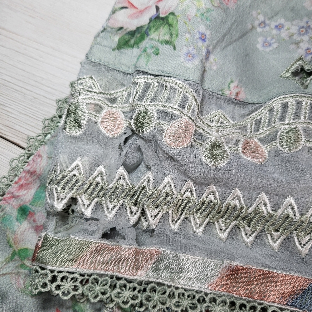 (Flawed) Vintage Dress Embroidered Crochet Lace Floral Eyelet Shabby Chic. - Picture 11 of 11